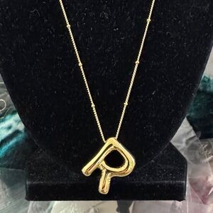 18k gold filled over brass initial R  1”Necklace $25 18”-20” length